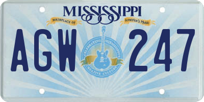 MS license plate AGW247