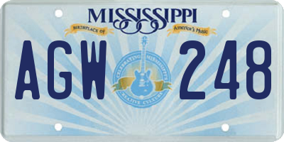 MS license plate AGW248