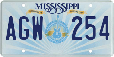 MS license plate AGW254