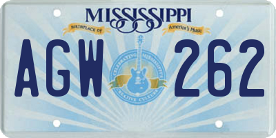 MS license plate AGW262