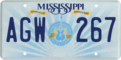 MS license plate AGW267