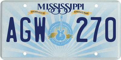 MS license plate AGW270