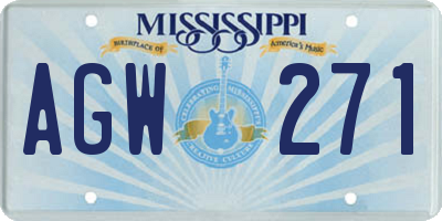 MS license plate AGW271