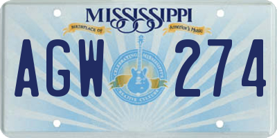 MS license plate AGW274