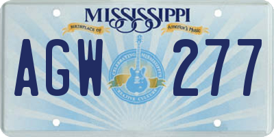 MS license plate AGW277