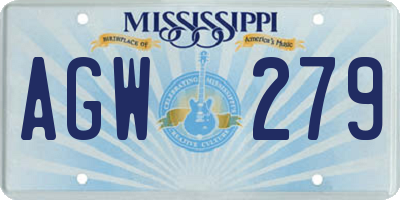 MS license plate AGW279