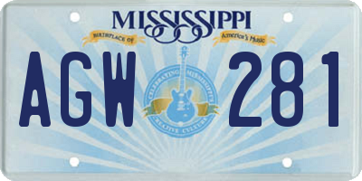 MS license plate AGW281