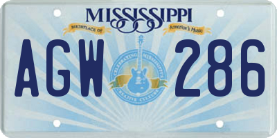 MS license plate AGW286