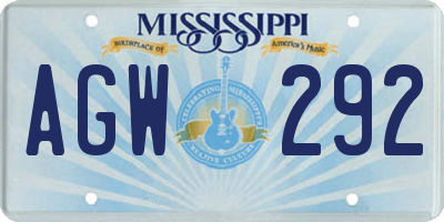 MS license plate AGW292