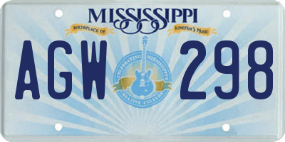 MS license plate AGW298