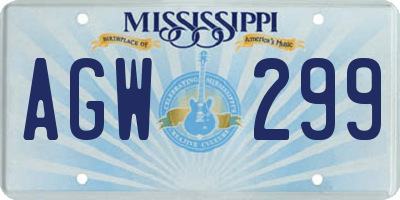 MS license plate AGW299