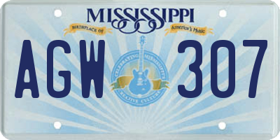 MS license plate AGW307