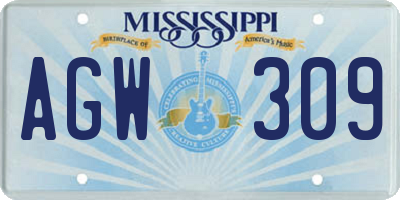 MS license plate AGW309