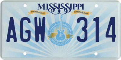 MS license plate AGW314