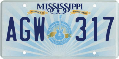 MS license plate AGW317