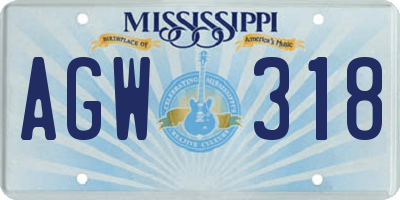 MS license plate AGW318