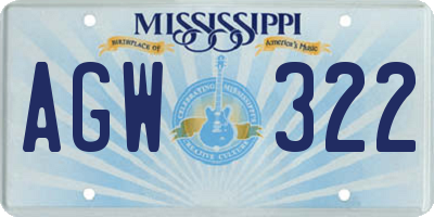 MS license plate AGW322