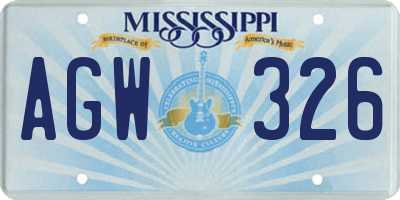 MS license plate AGW326