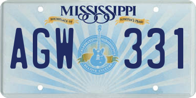 MS license plate AGW331