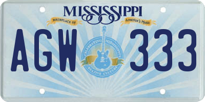 MS license plate AGW333