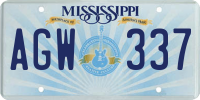 MS license plate AGW337