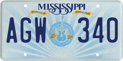 MS license plate AGW340