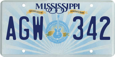 MS license plate AGW342