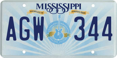 MS license plate AGW344