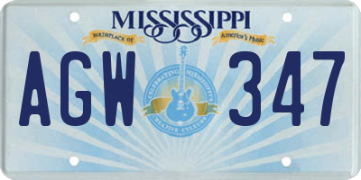 MS license plate AGW347