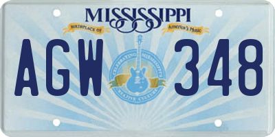 MS license plate AGW348