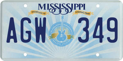 MS license plate AGW349