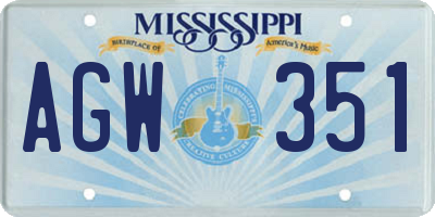 MS license plate AGW351