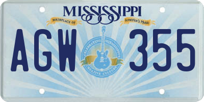 MS license plate AGW355