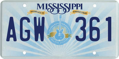 MS license plate AGW361