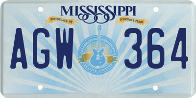 MS license plate AGW364
