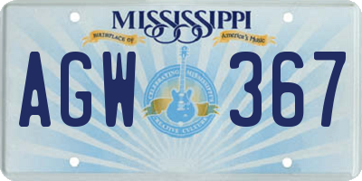 MS license plate AGW367