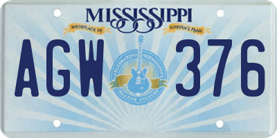 MS license plate AGW376