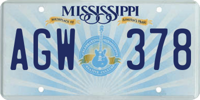 MS license plate AGW378