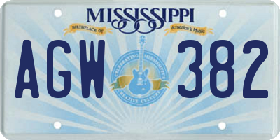 MS license plate AGW382