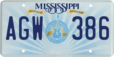 MS license plate AGW386