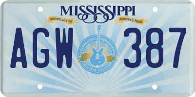 MS license plate AGW387