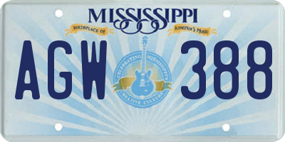 MS license plate AGW388