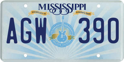 MS license plate AGW390
