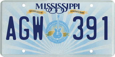MS license plate AGW391