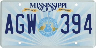 MS license plate AGW394