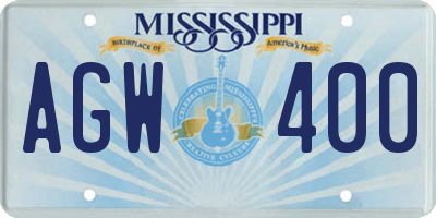 MS license plate AGW400