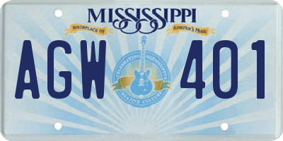 MS license plate AGW401
