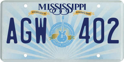 MS license plate AGW402