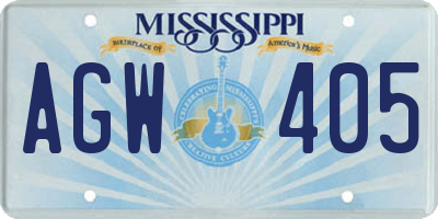 MS license plate AGW405