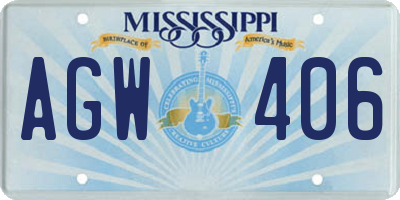 MS license plate AGW406